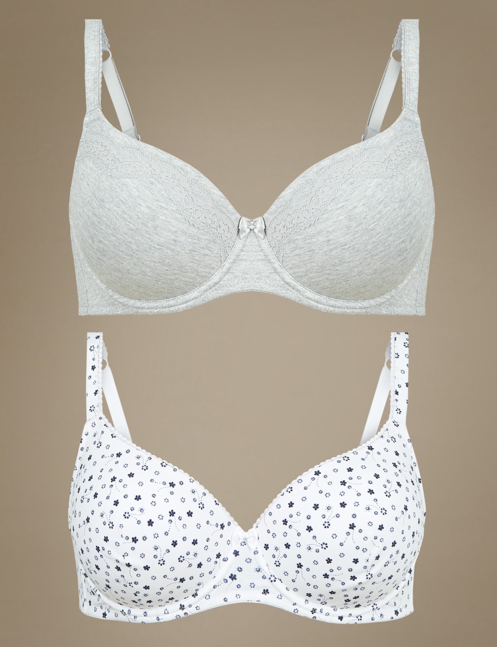 2 Pack Cotton Rich Padded Full Cup Bras AE M&S Collection M&S