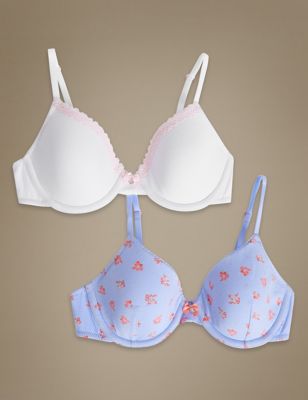 2 Pack Cotton Rich Padded Full Cup Bras Aa D Angel Mands