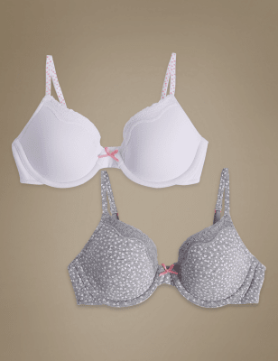 2 Pack Cotton Rich Padded Full Cup Bras Aa E Angel Mands