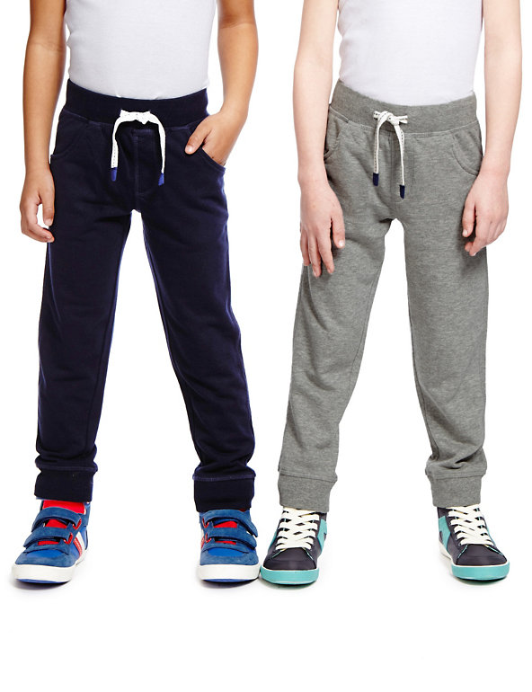 2 Pack Cotton Rich Ribbed Cuff Joggers Image 1 of 2