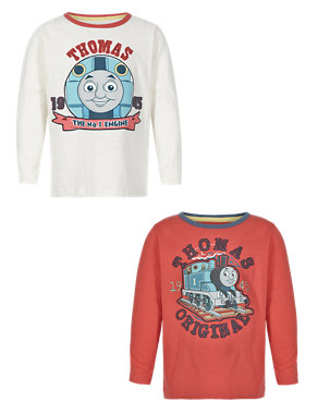 2 Pack Cotton Rich Thomas & Friends™ Appliqué T-Shirts (1-6 Years) Image 2 of 3