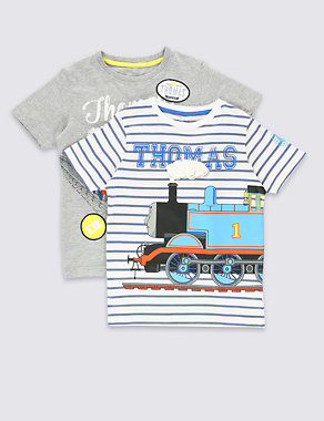 2 Pack Cotton Rich Thomas & Friends™ T-Shirts (1-6 Years) Image 2 of 6