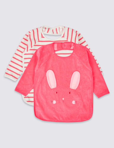 2 Pack Cotton Rich Towelling Feeding Bibs 1 of 3