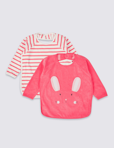 2 Pack Cotton Rich Towelling Feeding Bibs 2 of 3