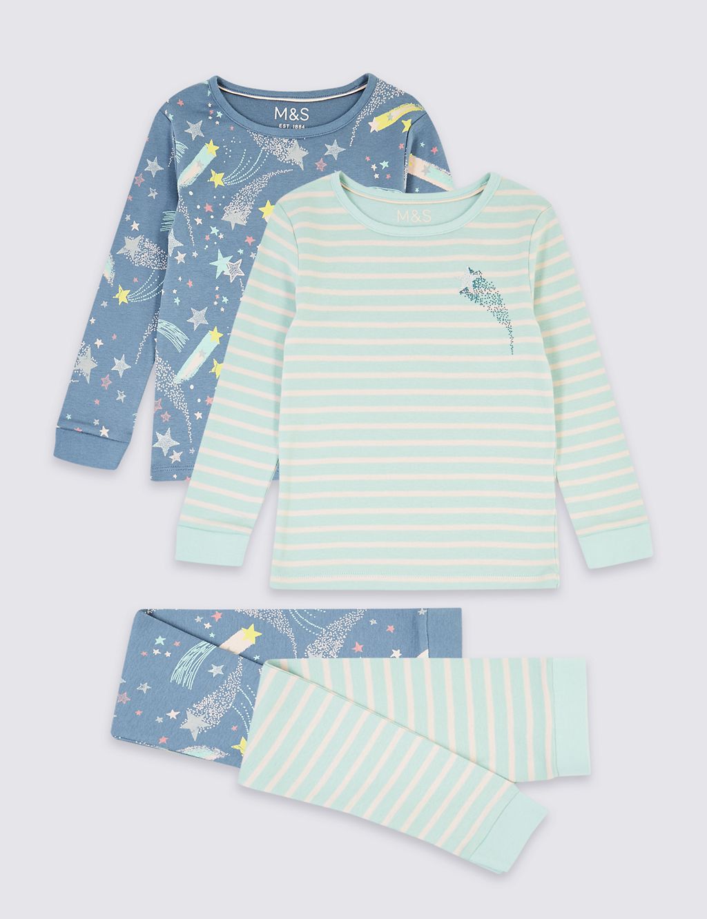 2 Pack Cotton Star Print Pyjama Sets (1-7 Years) 3 of 6