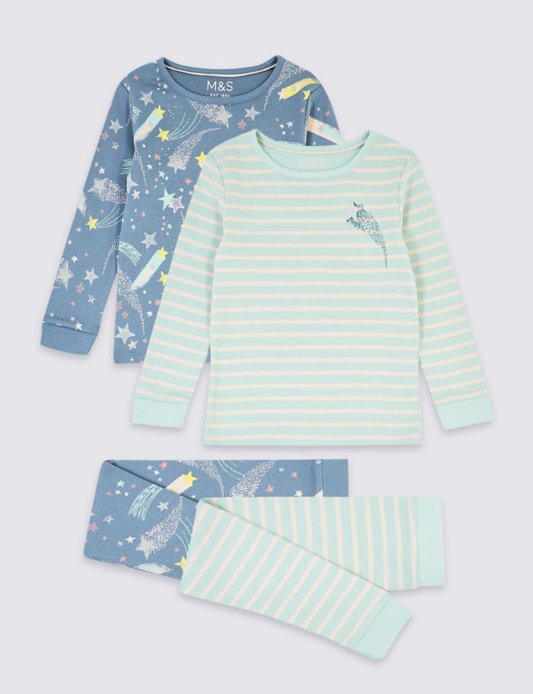 2 Pack Cotton Star Print Pyjama Sets (1-7 Years) 1 of 6