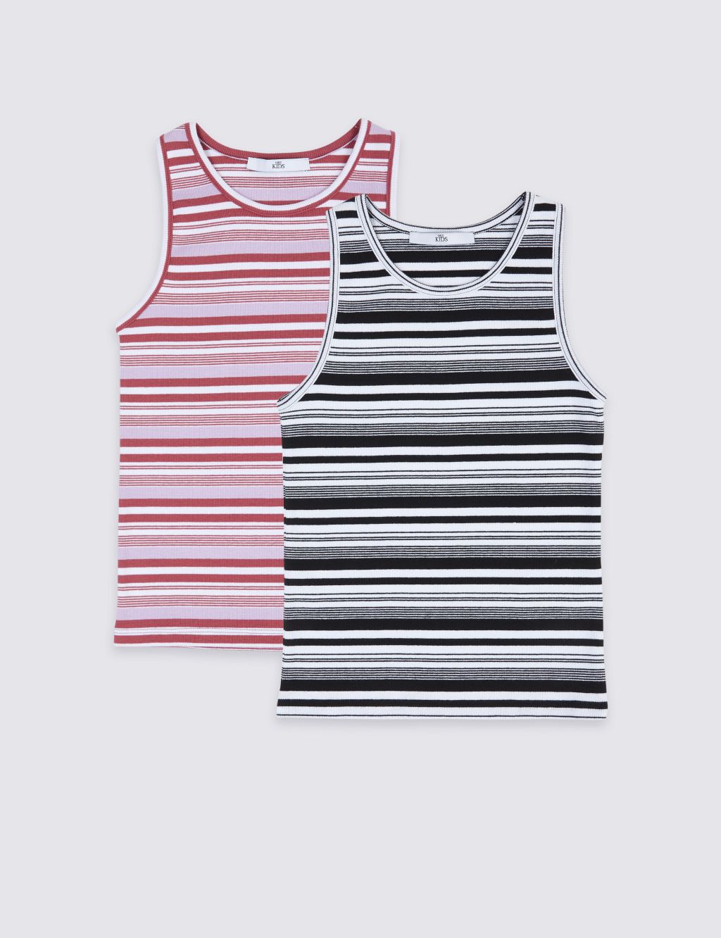 2 Pack Cotton Striped Vests with Stretch (3-16 Years) 3 of 5