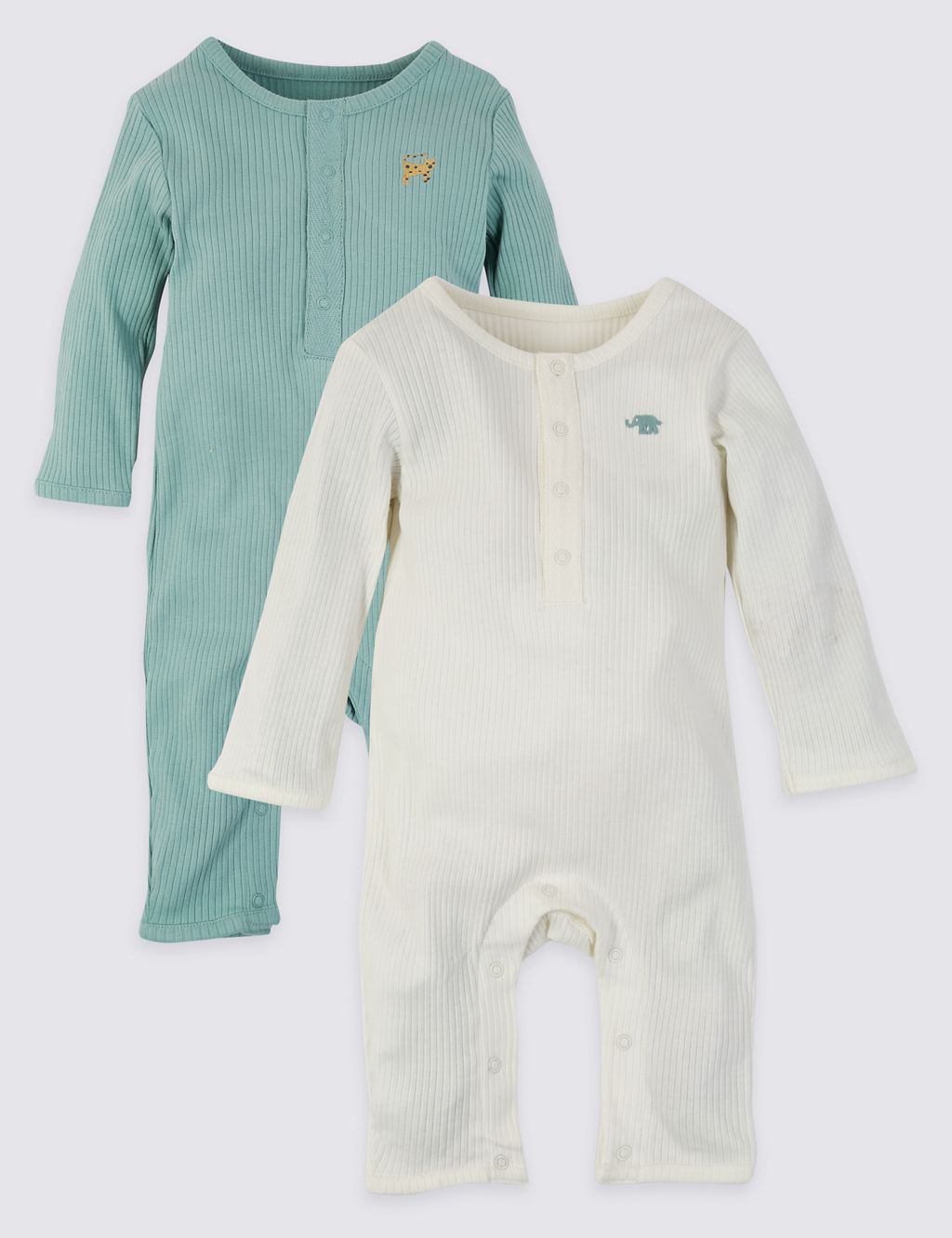 2 Pack Cotton Unisex Sleepsuits (7lbs-12 Mths) 3 of 5
