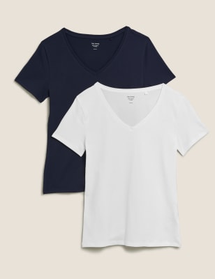 2 Pack Cotton V-Neck Fitted T-Shirts 