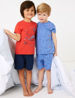 2 Pack Cotton Whale Short Pyjama Sets (1-7 Yrs) | M&S