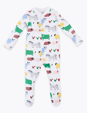 2 Pack Dreamskin® Pure Cotton  Farmyard Sleepsuits (5lbs-3 Yrs) Image 2 of 7