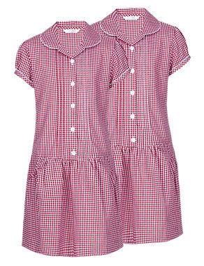 2 Pack Easy to Iron Gingham Dresses Image 2 of 5