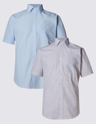 2 Pack Easy to Iron Short Sleeve Assorted Shirts Image 2 of 7