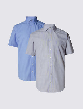 2 Pack Easy to Iron Short Sleeve Assorted Shirts Image 2 of 6