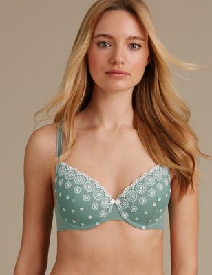 2 Pack Embroidered Padded Full Cup Bras A-DD, M&S Collection