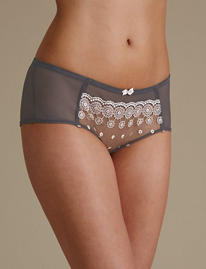2 Pack Embroidered Short Knickers Image 2 of 4
