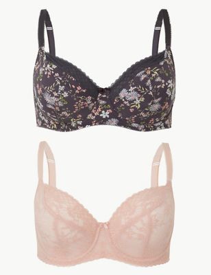 2 Pack Floral Print Balcony Bra DD-GG Image 2 of 5