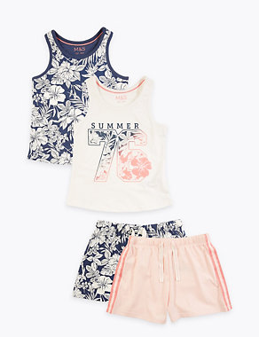 2 Pack Floral Short Pyjama Sets (6-16 Yrs) Image 2 of 5