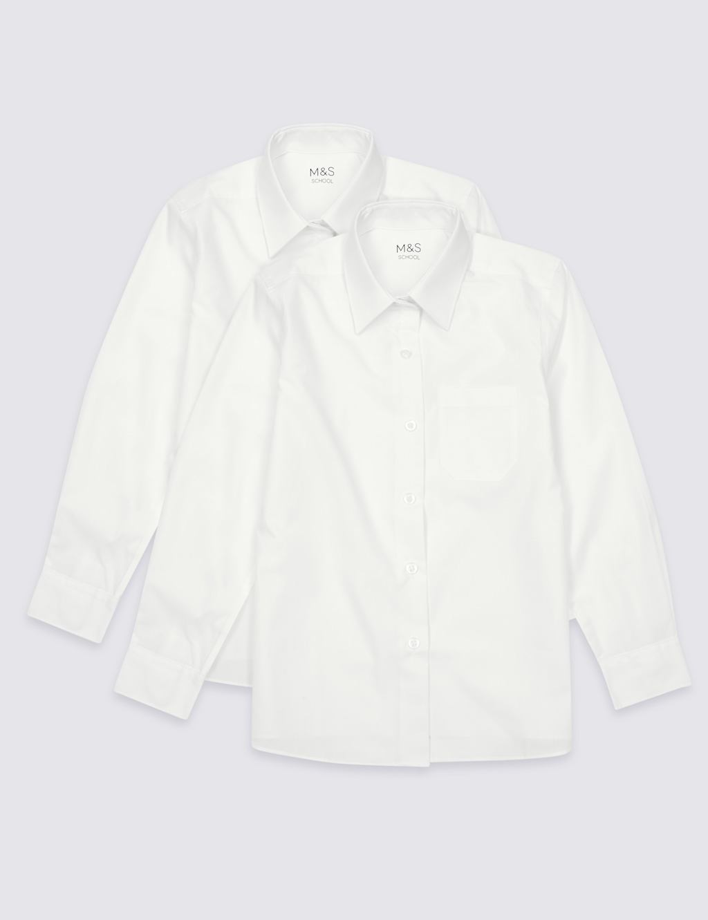 2 Pack Girls' Easy Dressing Non-Iron Blouses 1 of 4