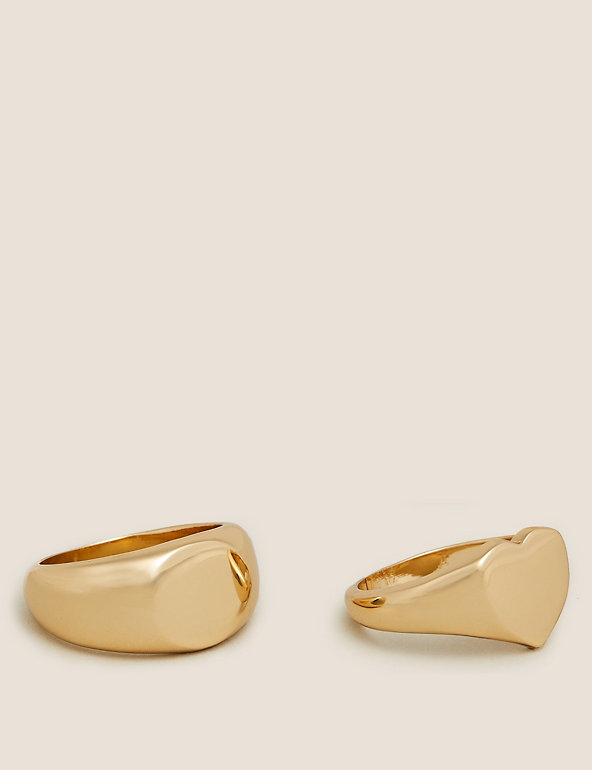 2 Pack Gold Tone Chunky Heart Rings Image 1 of 1