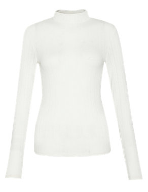 2 Pack Heatgen™ Polo Neck Pointelle Thermal Tops Image 2 of 5