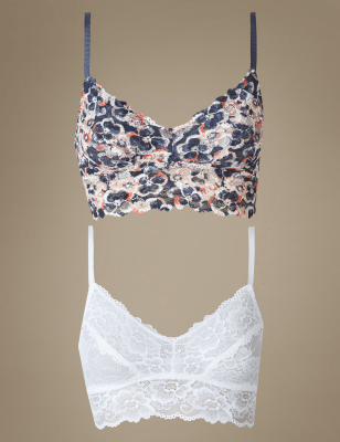 2 Pack Isabella Lace Bralets, M&S Collection