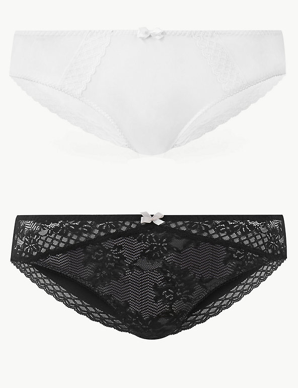 2 Pack Lace Brazilian Knickers Image 1 of 1