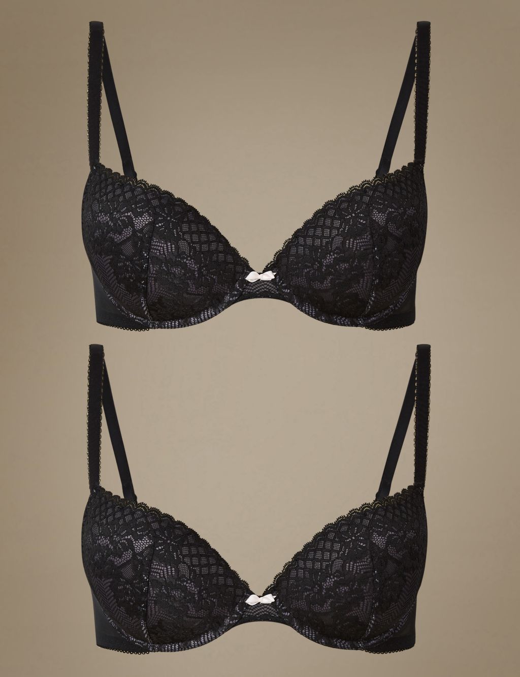 2 Pack Lace Embroidered Push-up Plunge Bras A-DD 3 of 4
