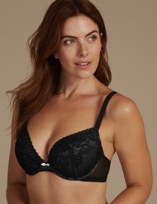 2 Pack Texture & Lace Push-Up Plunge Bras A-DD, M&S Collection