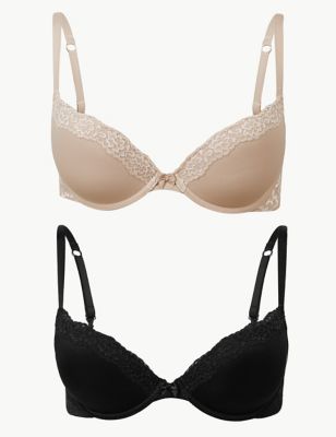 M&S Collection 2 Pack Lace Padded Push-up Bras A-E