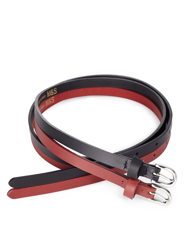 2 Pack Leather Dual Skinny Belts Image 1 of 2