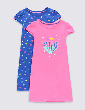 2 Pack Little Star Nightdresses (1-8 years) Image 2 of 4