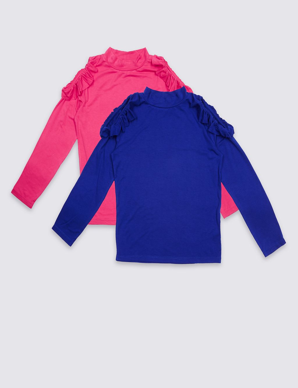 2 Pack Long Sleeve Jersey Tops (3-14 Years) 1 of 5
