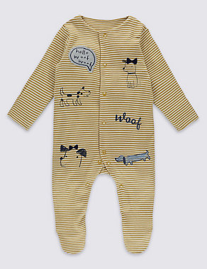 2 Pack Long Sleeve Pure Cotton Sleepsuits Image 2 of 8