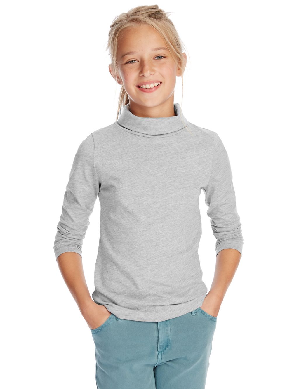 2 Pack Long Sleeve Roll Neck Tops with StayNEW™ (5-14 Years) 3 of 5