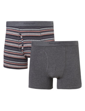 2 Pack Modal Blend Marl Striped Assorted Trunks Image 2 of 4