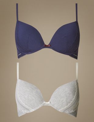 2 Pack Modal Blend Padded Plunge Bras A-DD, M&S Collection