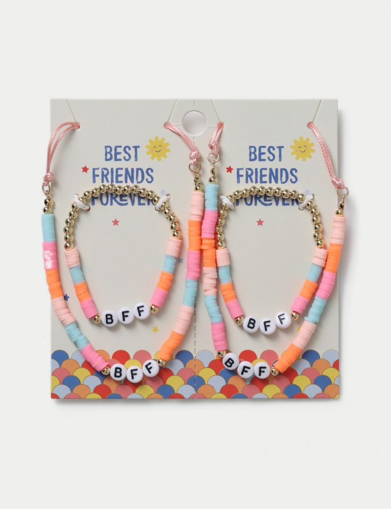 2 Pack Multi Coloured BFF Necklace and Bracelet Set 1 of 3