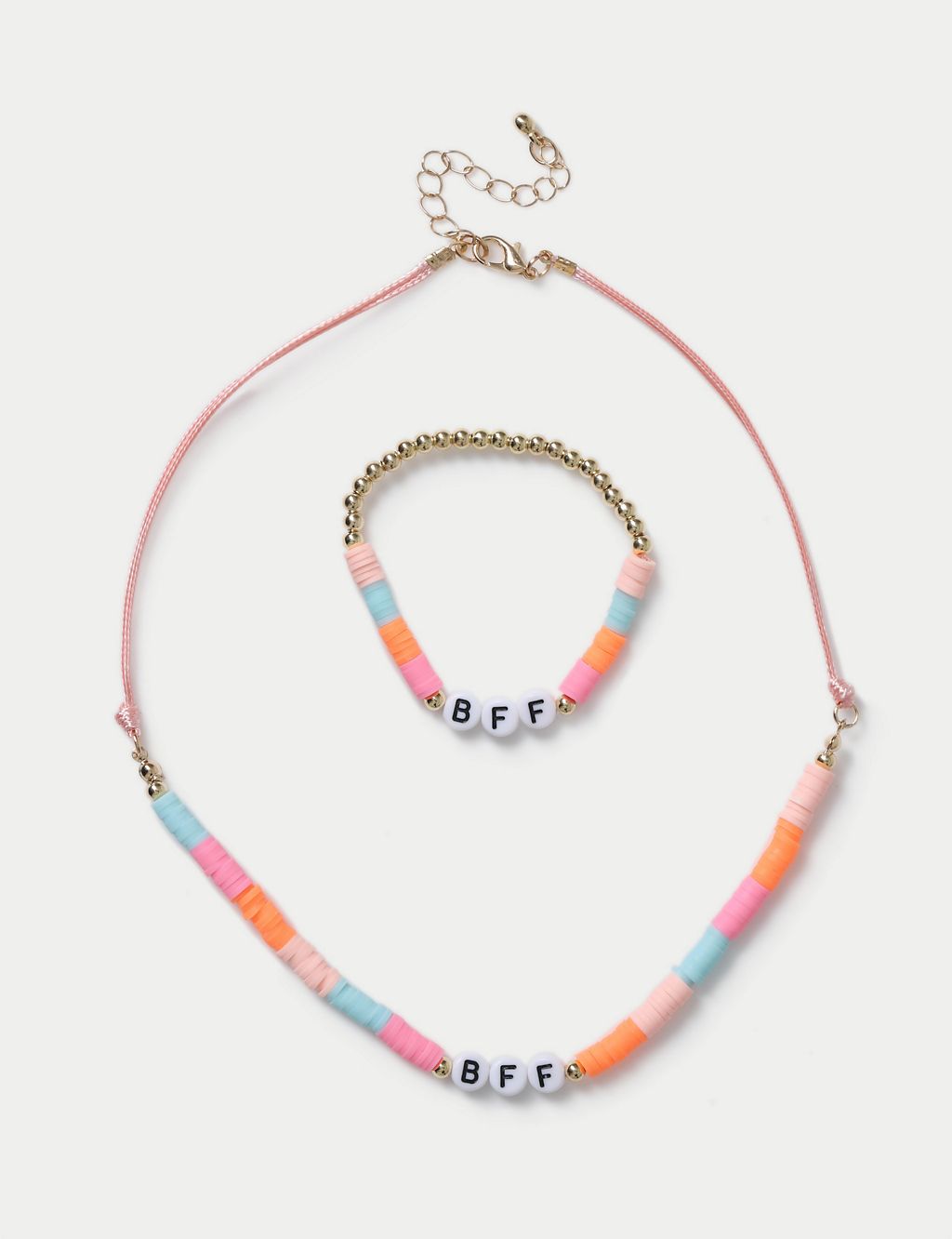 2 Pack Multi Coloured BFF Necklace and Bracelet Set 1 of 3