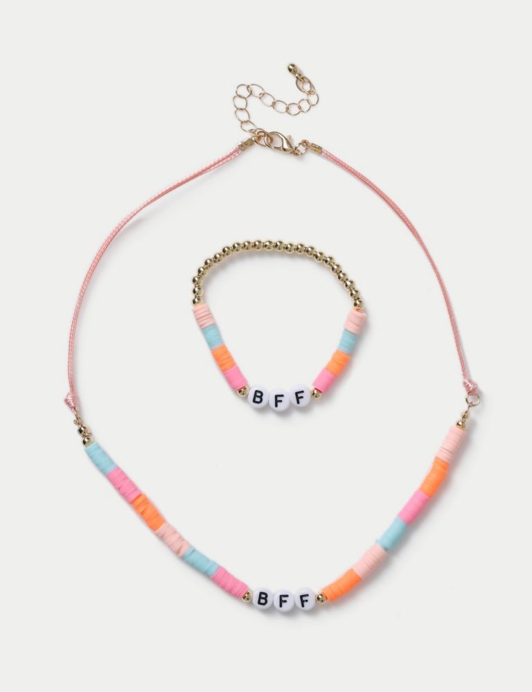 2 Pack Multi Coloured BFF Necklace and Bracelet Set 2 of 3