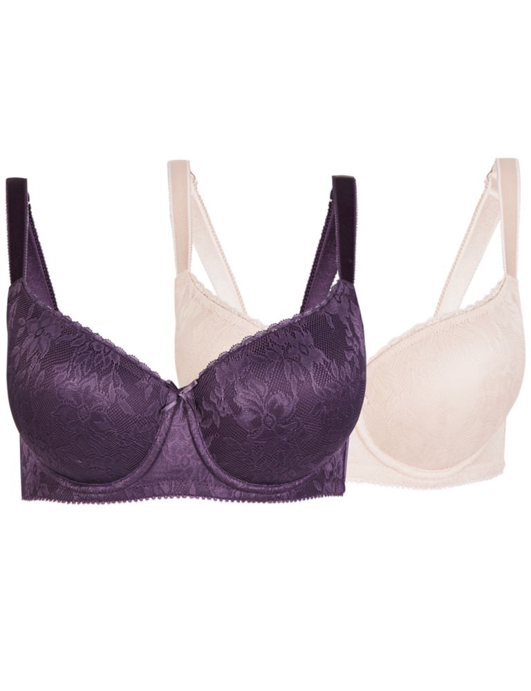 2 Pack Padded All Over Lace Balcony Bra DD-G 3 of 3