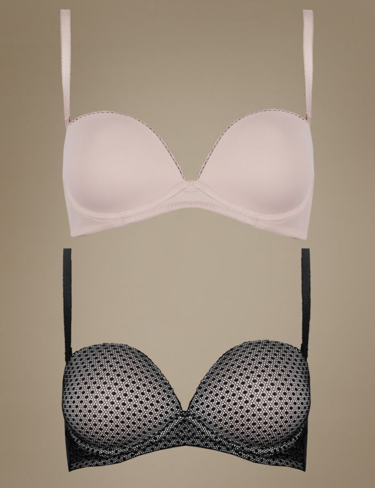 2 Pack Padded Strapless Push Up Bras A-E 1 of 5