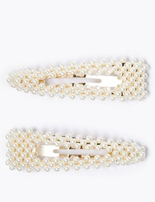 2 Pack Pearl Effect Hair Clips Image 1 of 1