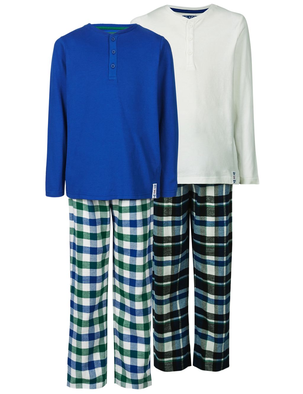 2 Pack Placket Checked Pyjamas (3-16 Years) 5 of 8