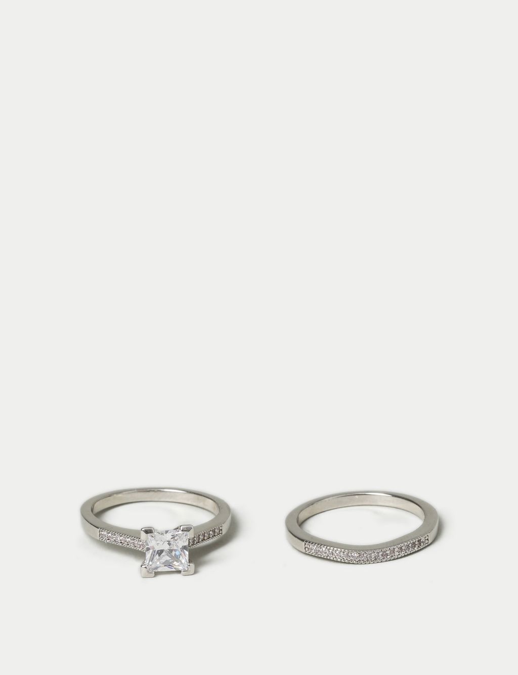 2 Pack Platinum Plated Engagement Rings 2 of 3