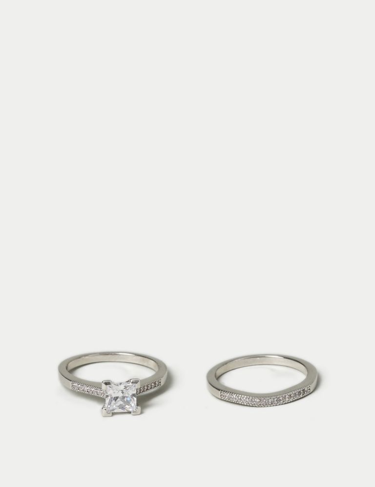 2 Pack Platinum Plated Engagement Rings 3 of 3