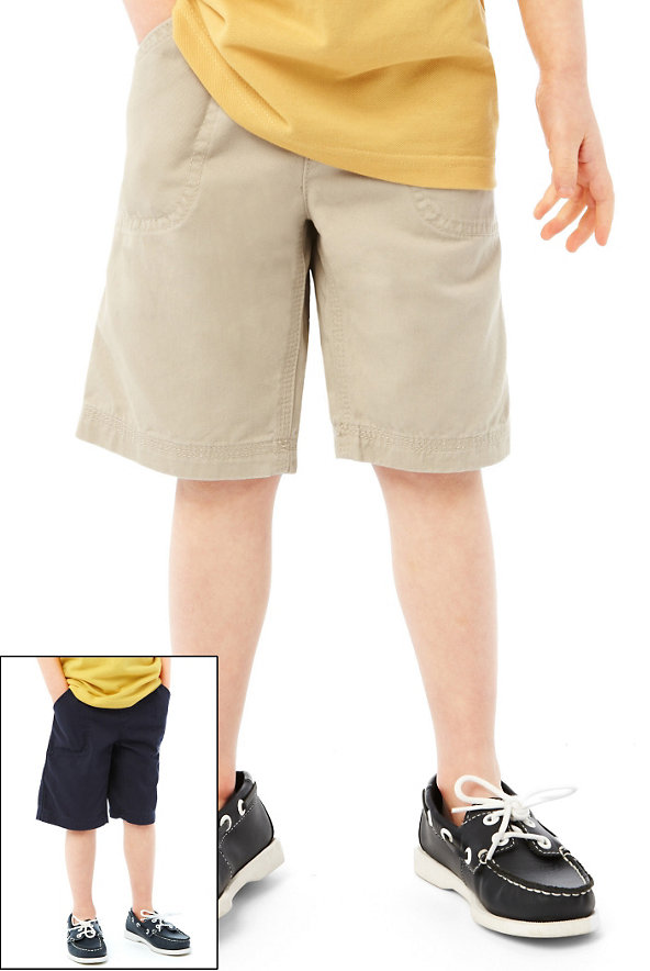 2 Pack Pure Cotton Adjustable Waist Assorted Chino Shorts Image 1 of 1