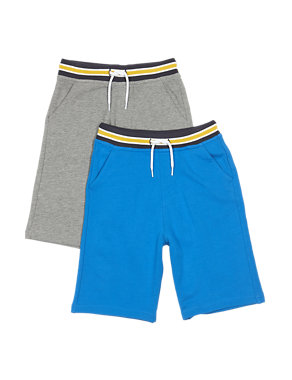 2 Pack Pure Cotton Adjustable Waist Assorted Shorts (5-14 Years) Image 2 of 5