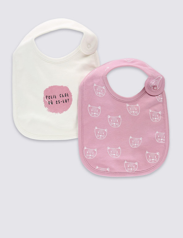 2 Pack Pure Cotton Assorted Bibs Image 1 of 1