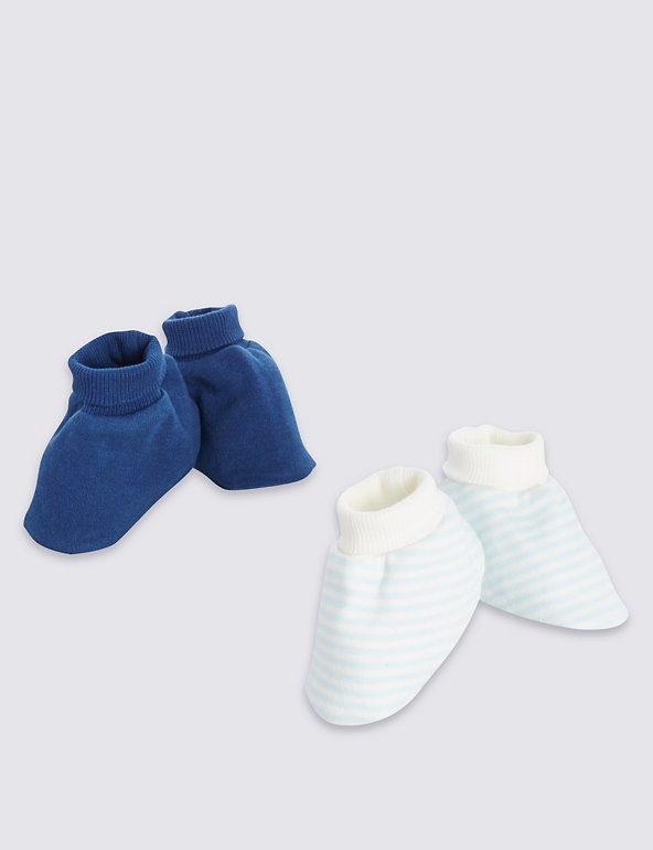 2 Pack Pure Cotton Assorted Booties Image 1 of 2